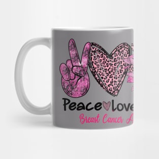 Peace Lover Cure Breast Cancer Awareness Mug